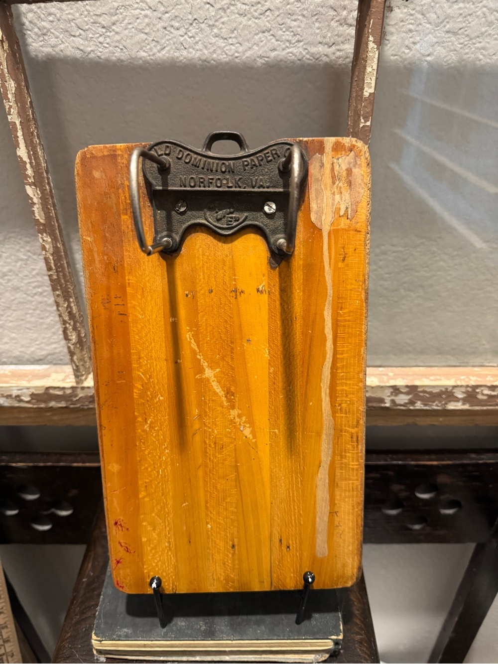 Vintage Wooden Recipe Clipboard with Metal Clip - Yellow
